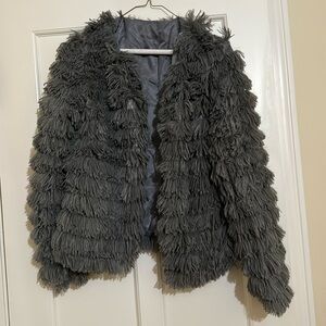 Small dark gray shag coat